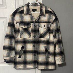 Love Tree Black & Cream Plaid  Shacket